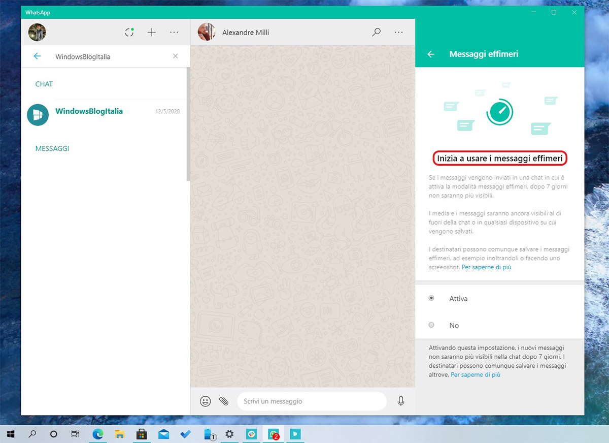 Ephemeral messages now arrive on WhatsApp Desktop
