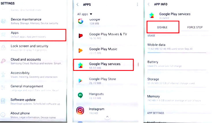 Disable Google Play Services